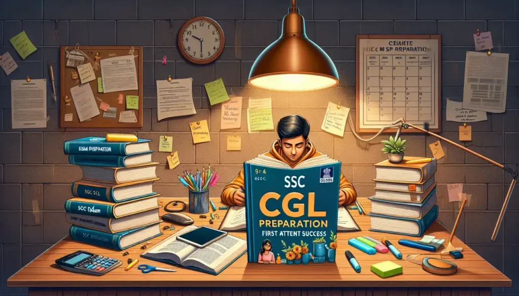 illustration of a student preparing how to crack SSC CGL