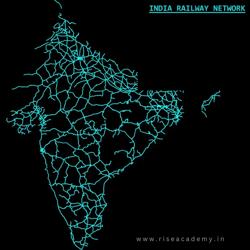 map of india shows the railway network of indian railway
